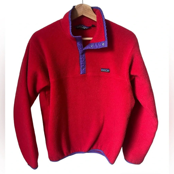 Vintage 80s Made in USA Red Synchilla Patagonia Fleece, size medium - Picture 1 of 11